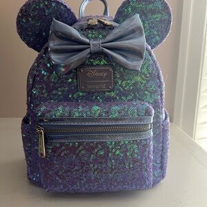 Loungefly Disney Purple Celebration Sequin Backpack